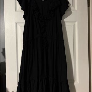 Old Navy Black Ruffle V-Neck XXL Mini Dress #2